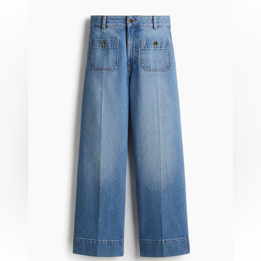H&M Light Blue Wide-Leg Ankle Jeans